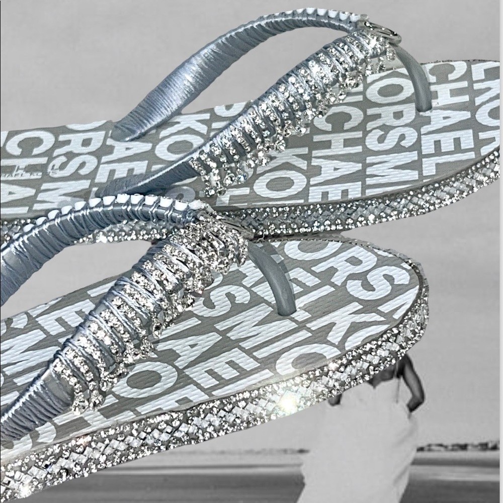 Michael kors Crystal/Rhinestone Bridal Flip Flops| Beach Sandals Sz 9 shoes